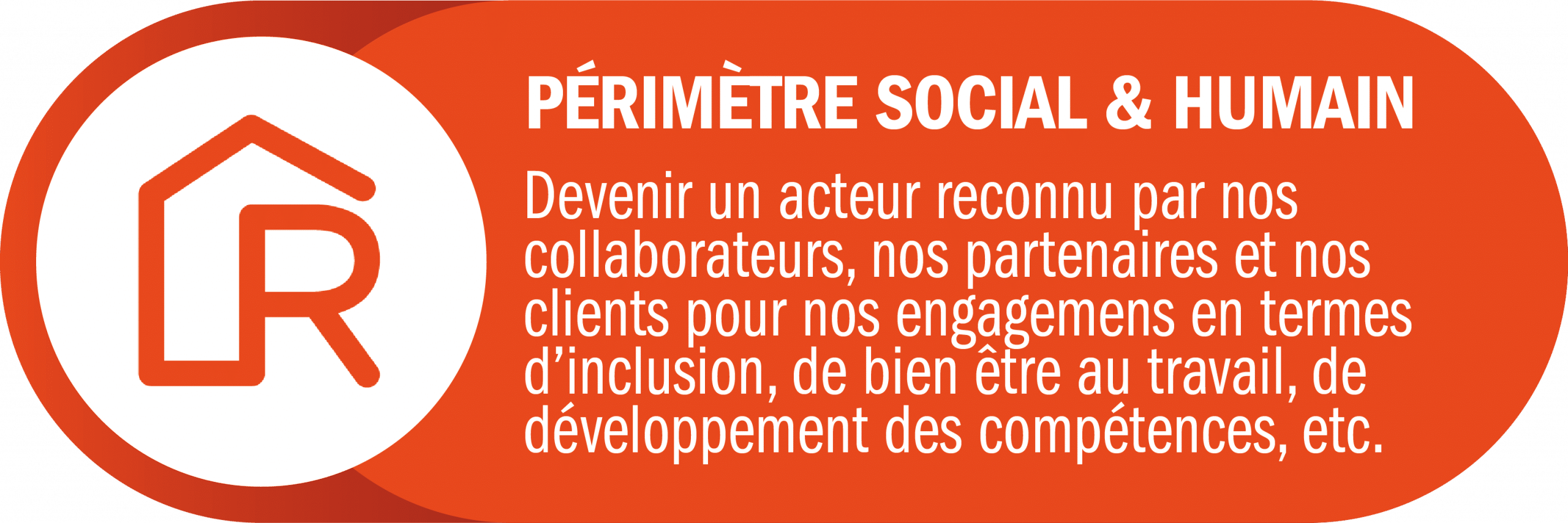 Périmètre social et humain : Devenir un acteur reconnu pour son engagement social pour ses collaborateurs, ses partenaires et ses clients.