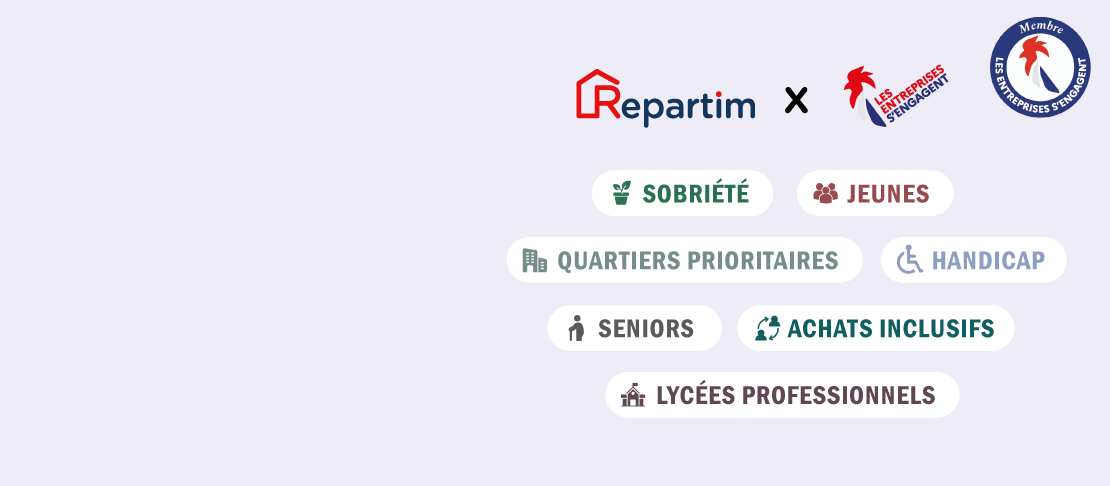 Bannière décrivant les engagements de Repartim avec le club des entreprises s'engagent