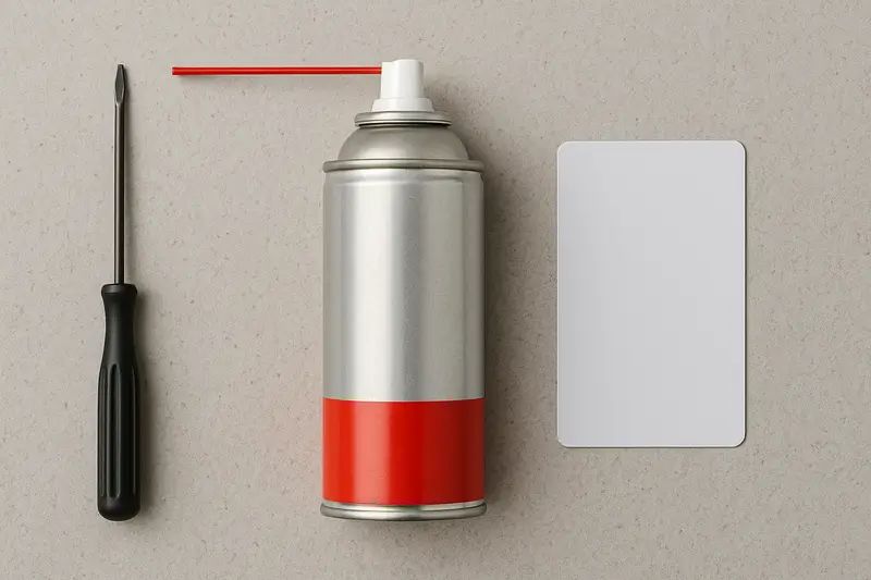 Comment ouvrir une serrure bloquée : utiliser un lubrifiant, un petit tournevis et une carte en plastique