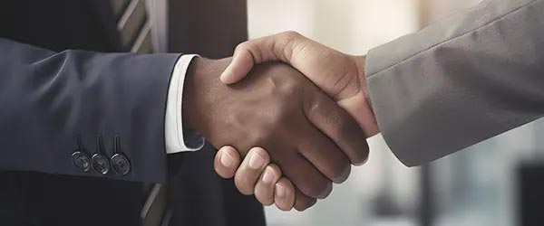 Deux personnes qui se serrent la main pour devenir sous-traitants avec Repartim
