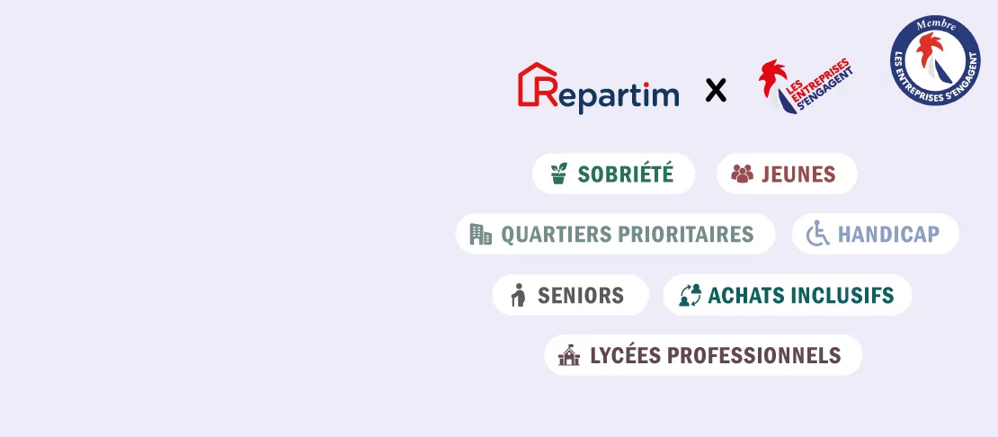 Bannière décrivant les engagements de Repartim avec le club des entreprises s'engagent